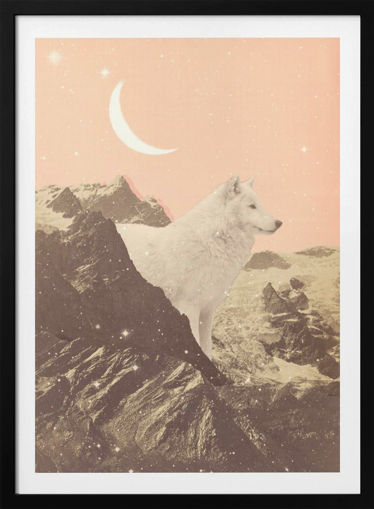 Giant White Wolf In Mountains - Poster / Art Print
