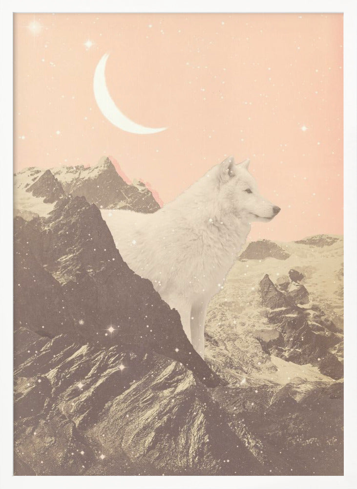 Giant White Wolf In Mountains - Poster / Art Print