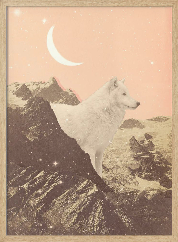 Giant White Wolf In Mountains - Poster / Art Print