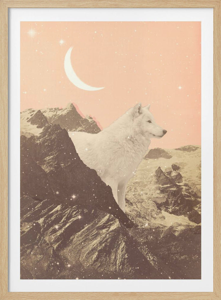 Giant White Wolf In Mountains - Poster / Art Print