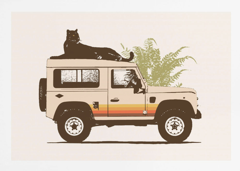Black Panther On Car - Poster / Art Print