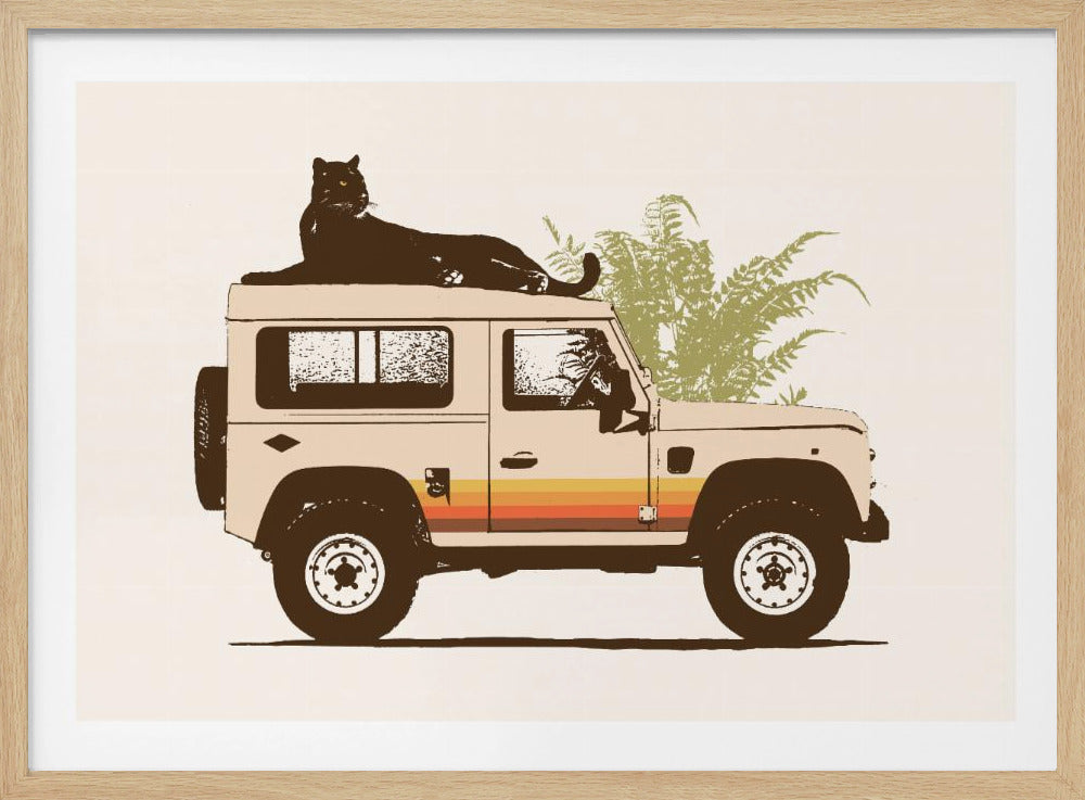 Black Panther On Car - Poster / Art Print