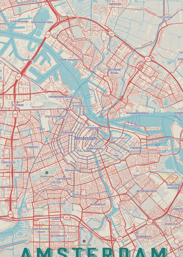 Retro Map Amsterdam - Poster / Art Print