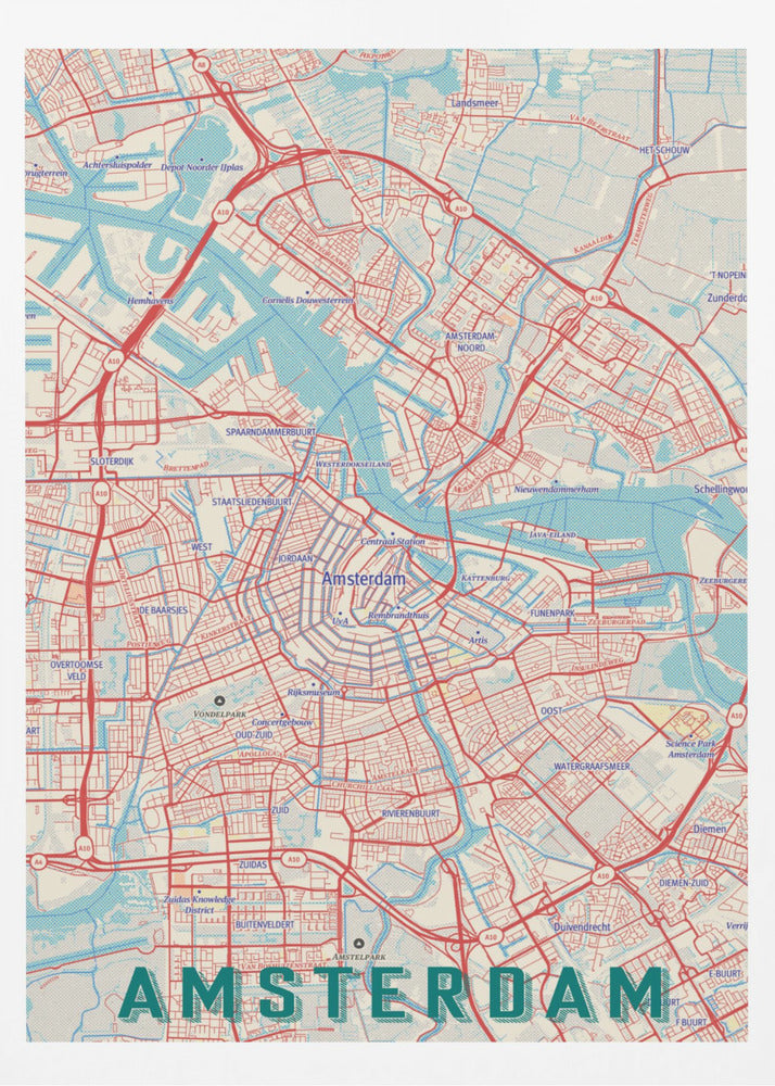 Retro Map Amsterdam - Poster / Art Print