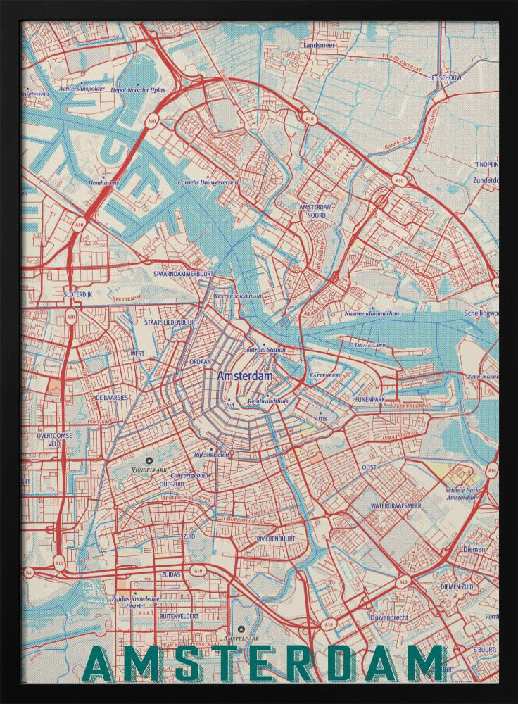Retro Map Amsterdam - Poster / Art Print
