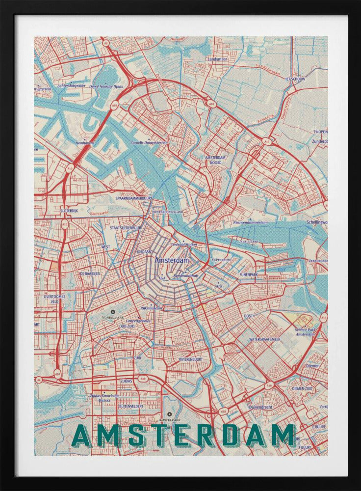 Retro Map Amsterdam - Poster / Art Print