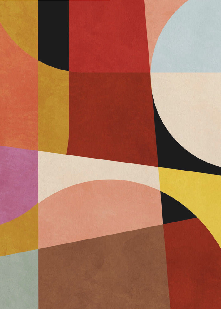 Warm Colors Bauhaus Geometry2 - Poster / Art Print