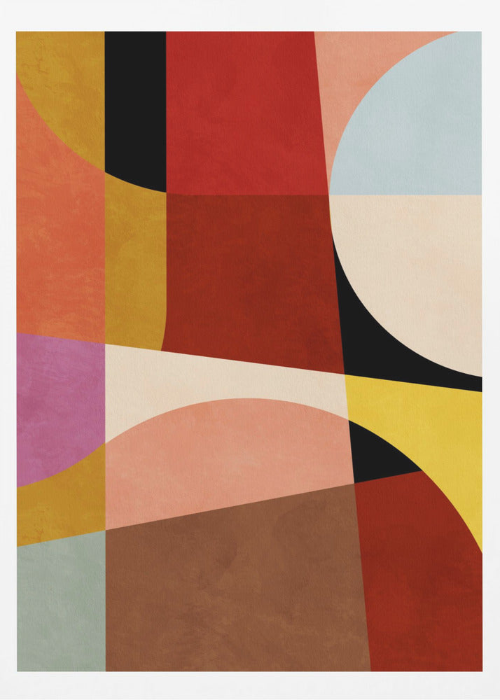Warm Colors Bauhaus Geometry2 - Poster / Art Print