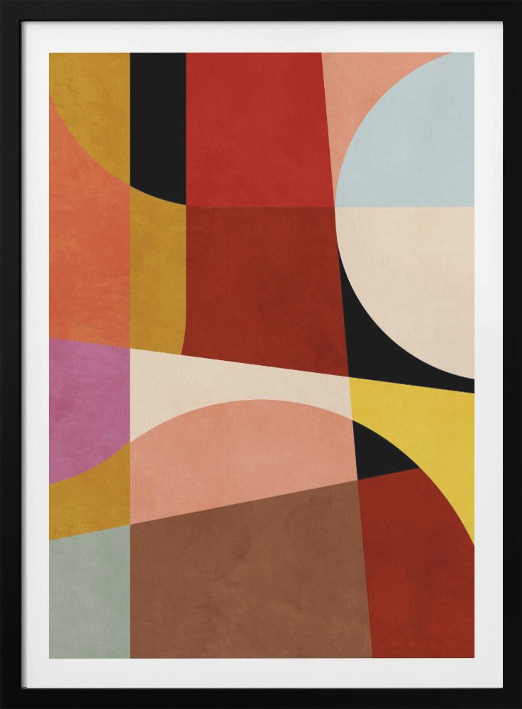 Warm Colors Bauhaus Geometry2 - Poster / Art Print