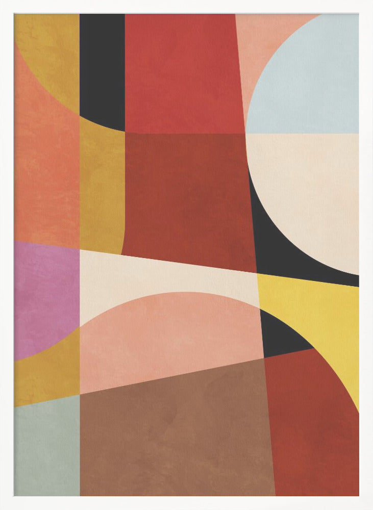 Warm Colors Bauhaus Geometry2 - Poster / Art Print