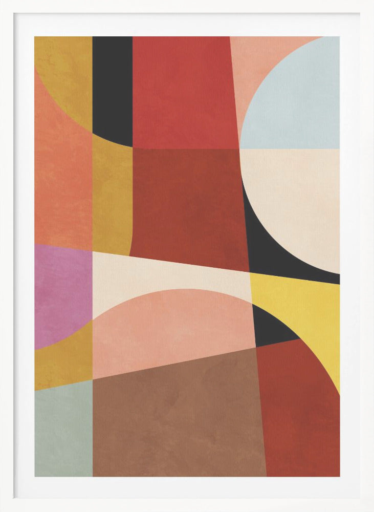 Warm Colors Bauhaus Geometry2 - Poster / Art Print