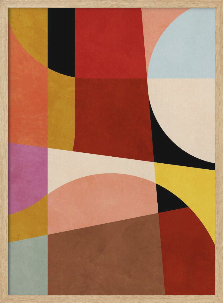 Warm Colors Bauhaus Geometry2 - Poster / Art Print