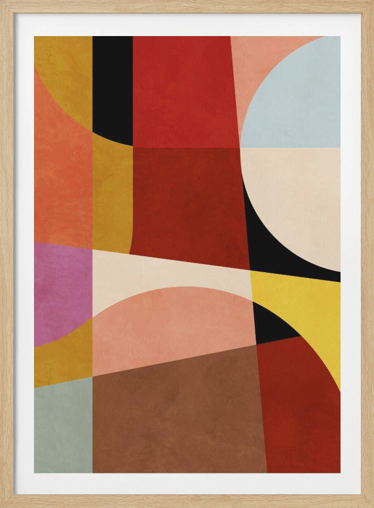 Warm Colors Bauhaus Geometry2 - Poster / Art Print