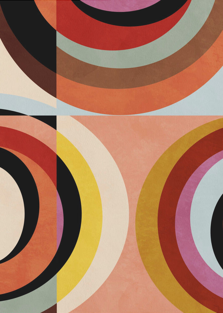 Warm Colors Bauhaus Geometry3 - Poster / Art Print