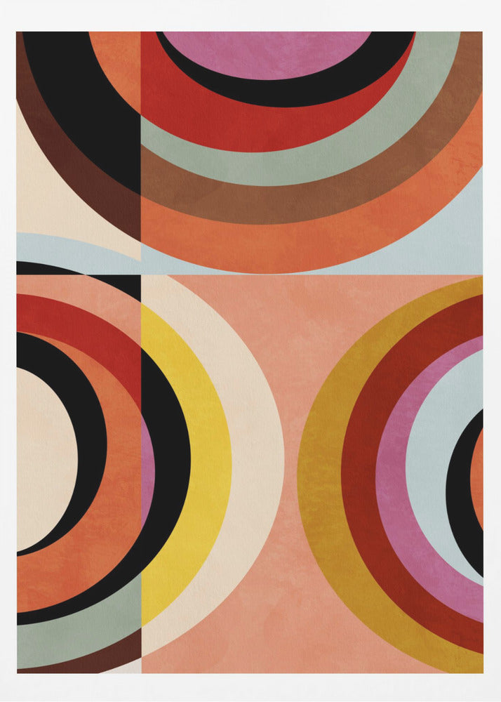 Warm Colors Bauhaus Geometry3 - Poster / Art Print