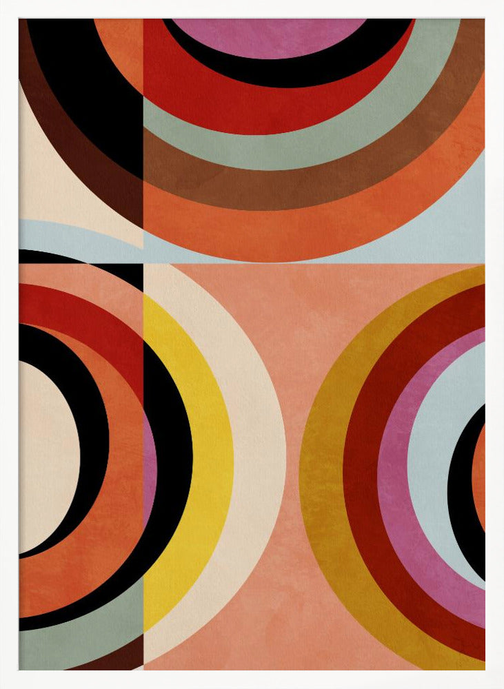 Warm Colors Bauhaus Geometry3 - Poster / Art Print