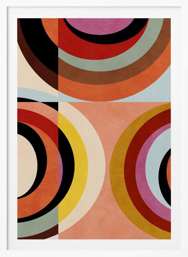 Warm Colors Bauhaus Geometry3 - Poster / Art Print
