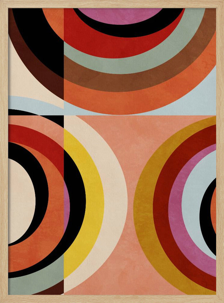 Warm Colors Bauhaus Geometry3 - Poster / Art Print
