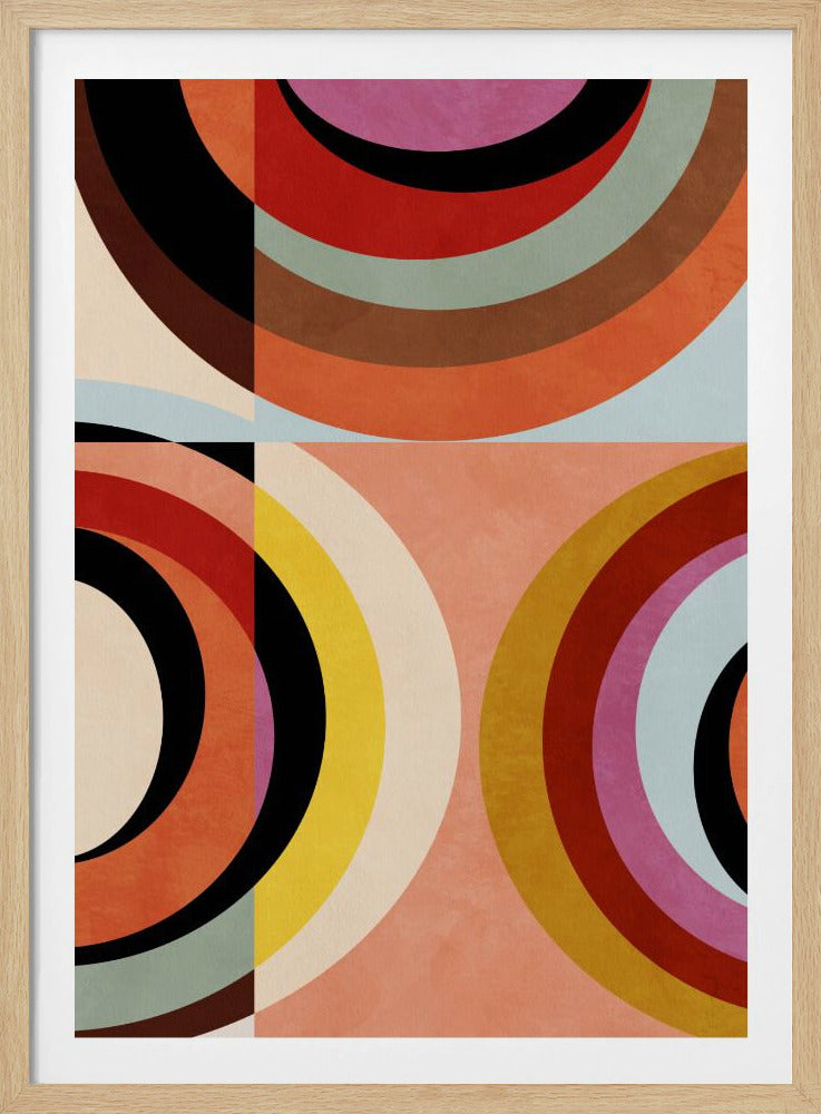 Warm Colors Bauhaus Geometry3 - Poster / Art Print