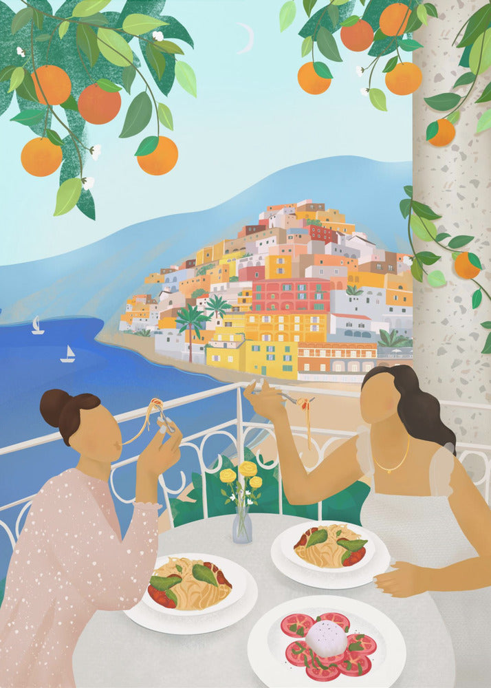 Girls in Positano - Poster / Art Print