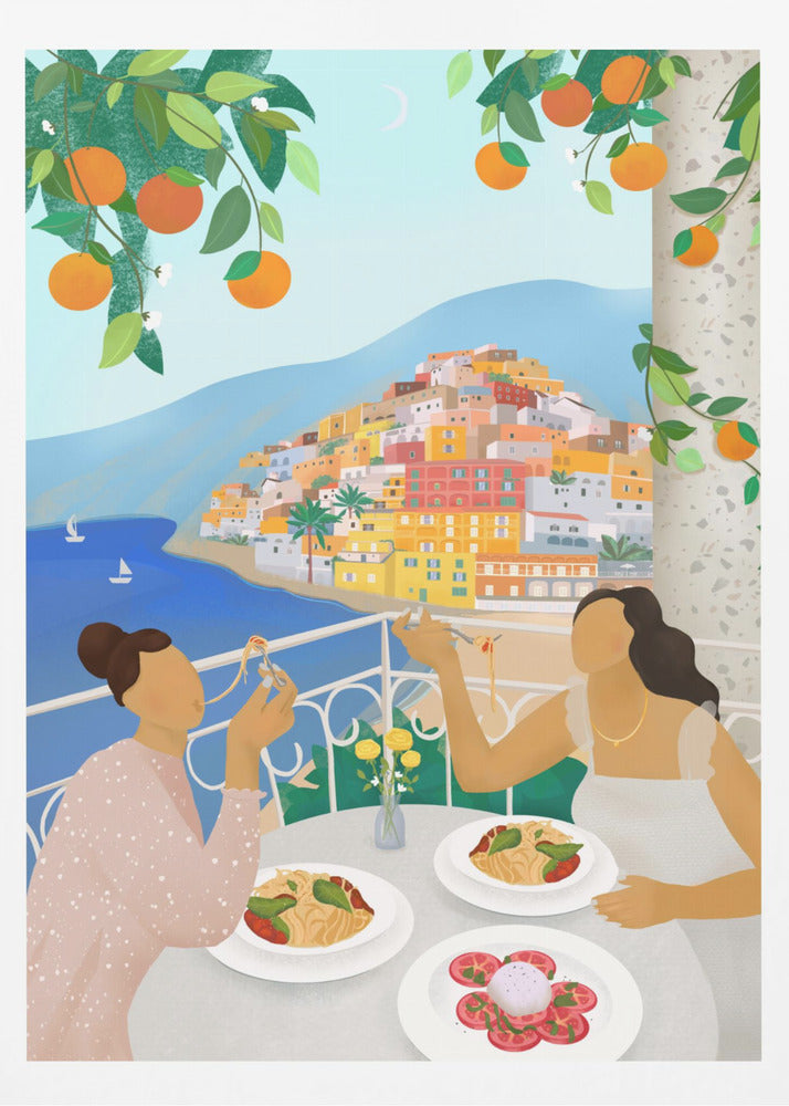 Girls in Positano - Poster / Art Print