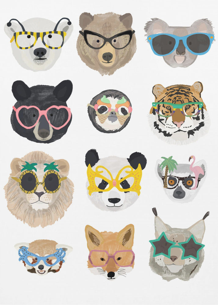 Big Cats in glasses print - Poster / Art Print