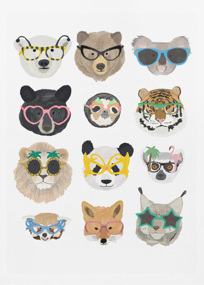 Big Cats in glasses print - Poster / Art Print