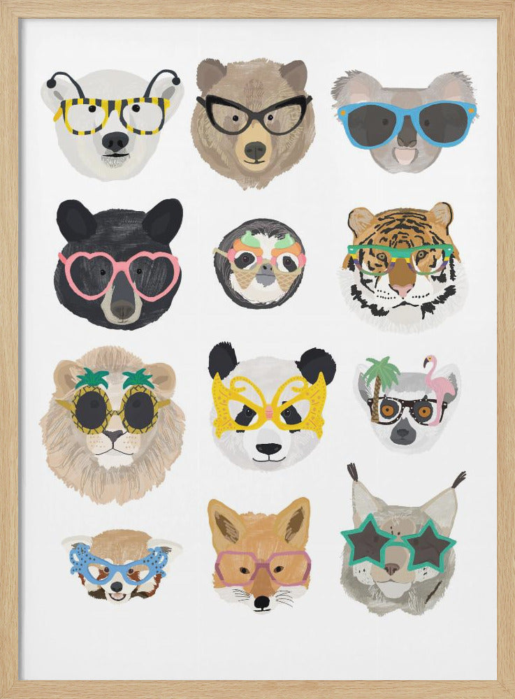 Big Cats in glasses print - Poster / Art Print