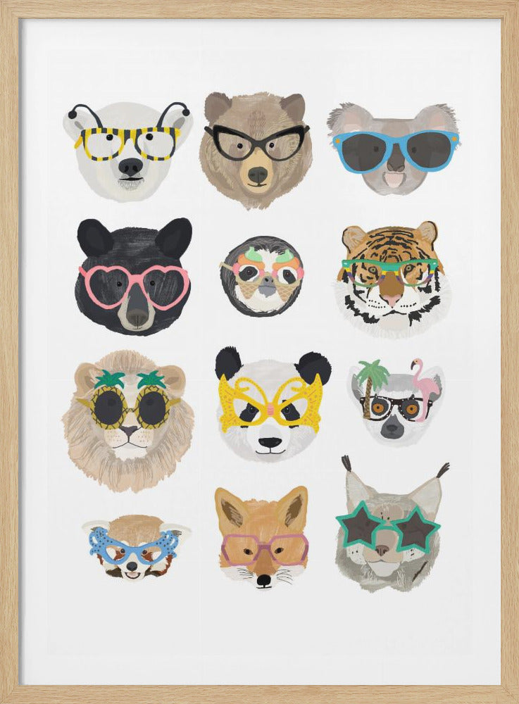 Big Cats in glasses print - Poster / Art Print