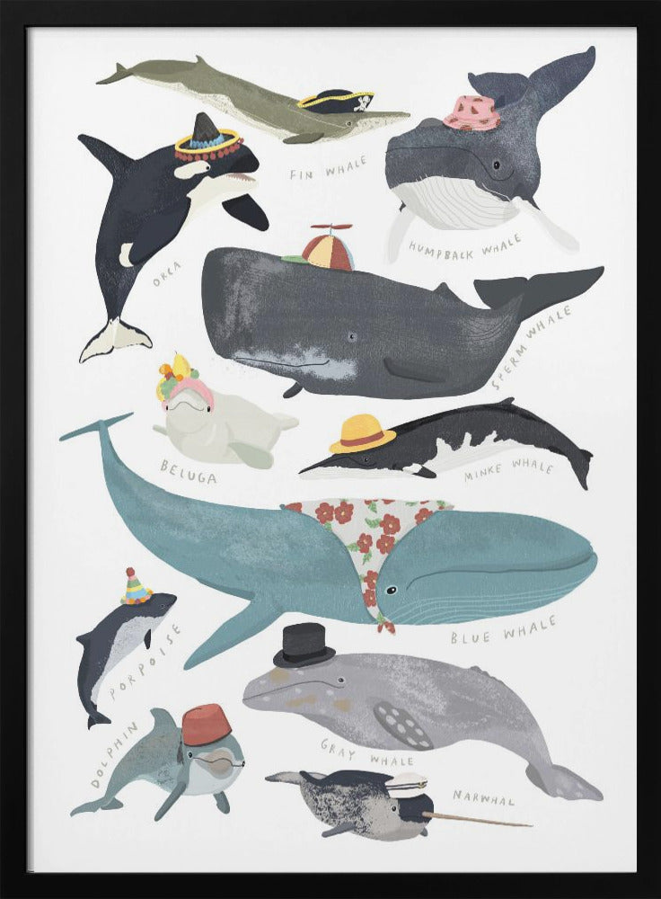 Whales In Hats - Poster / Art Print