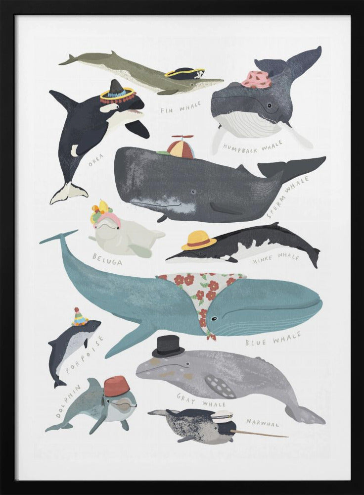 Whales In Hats - Poster / Art Print