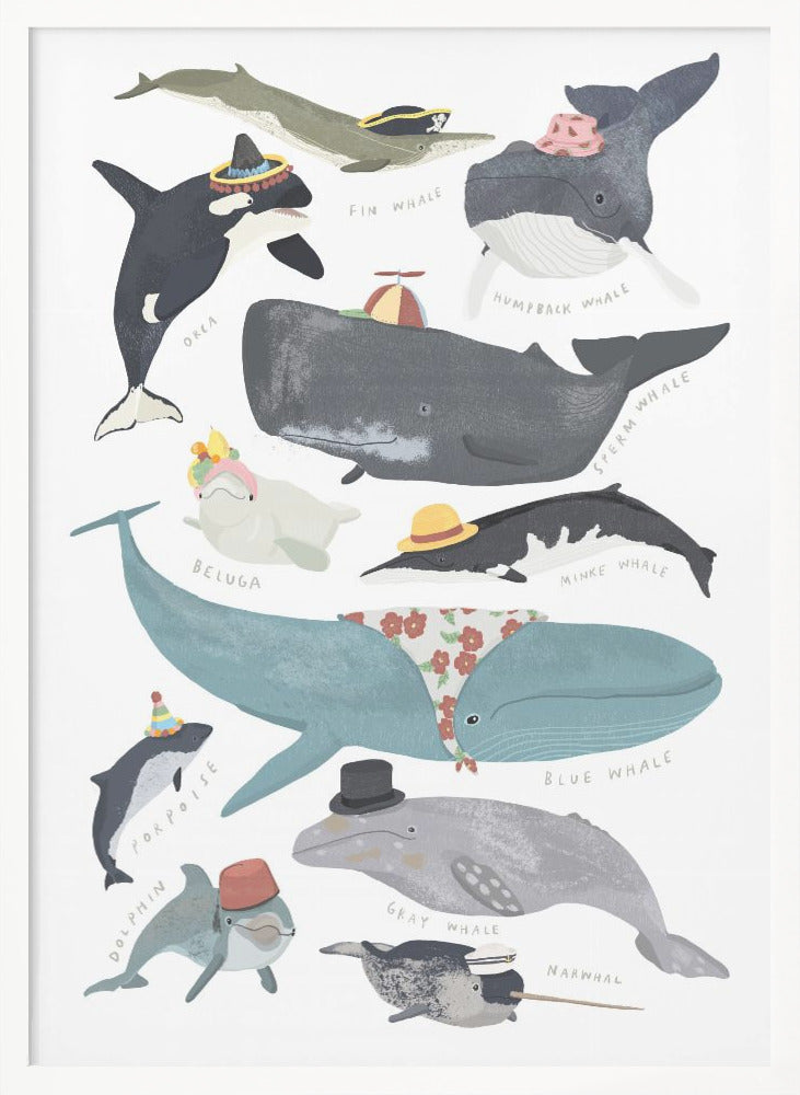 Whales In Hats - Poster / Art Print