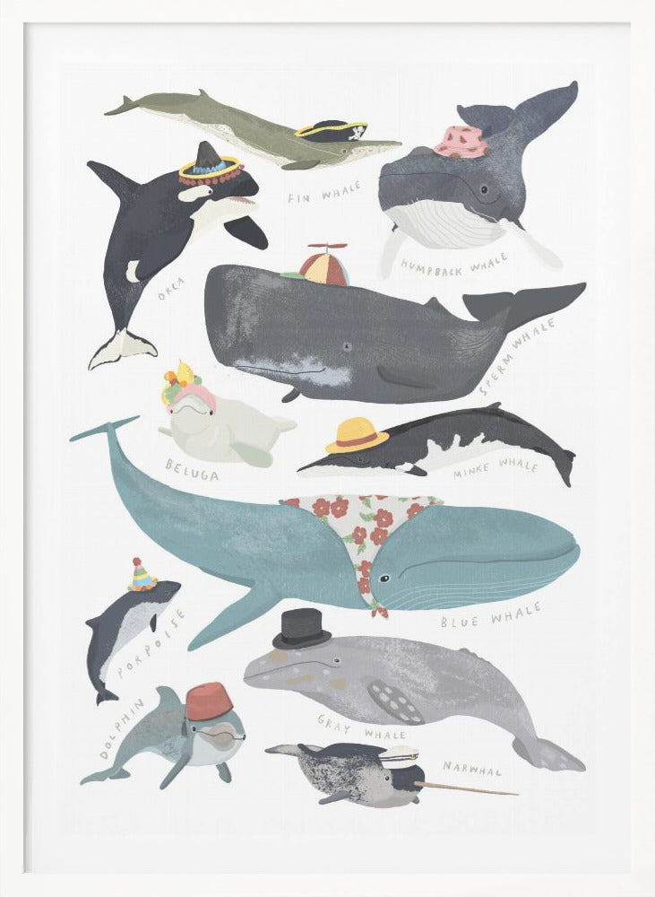 Whales In Hats - Poster / Art Print