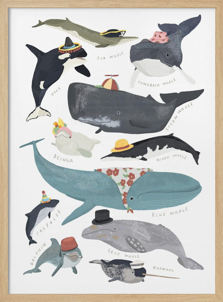 Whales In Hats - Poster / Art Print