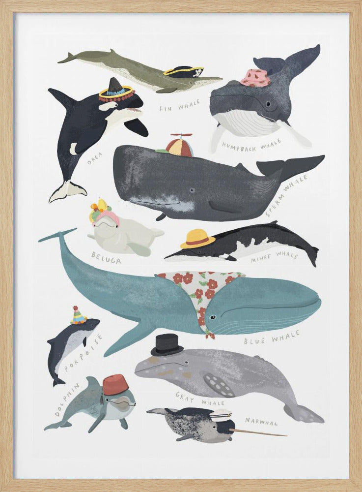 Whales In Hats - Poster / Art Print