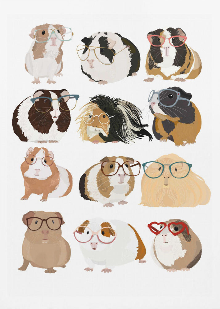 Guinea Pig in Glasses - Poster / Art Print