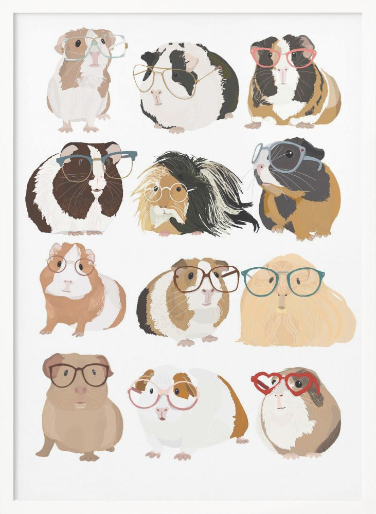 Guinea Pig in Glasses - Poster / Art Print