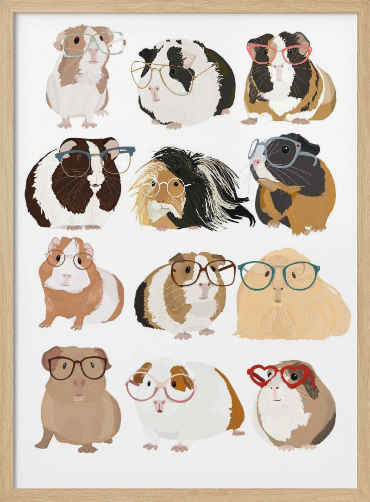Guinea Pig in Glasses - Poster / Art Print