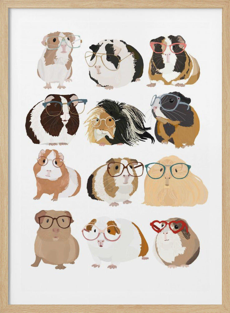 Guinea Pig in Glasses - Poster / Art Print