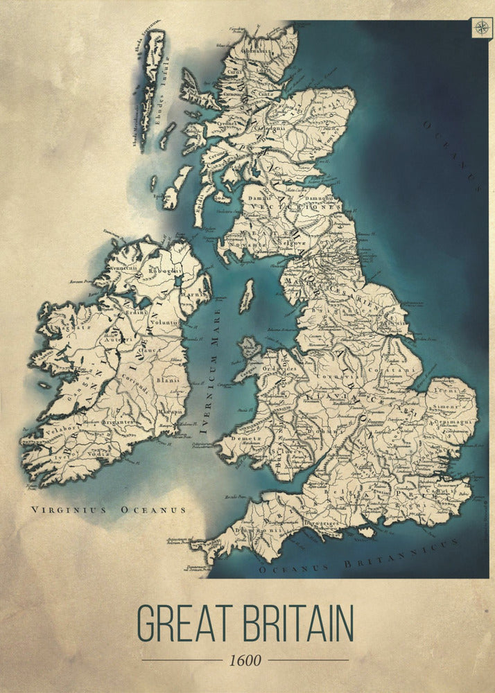 Storbritannien vintagekarta - Poster / Art Print