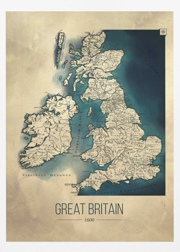 Storbritannien vintagekarta - Poster / Art Print