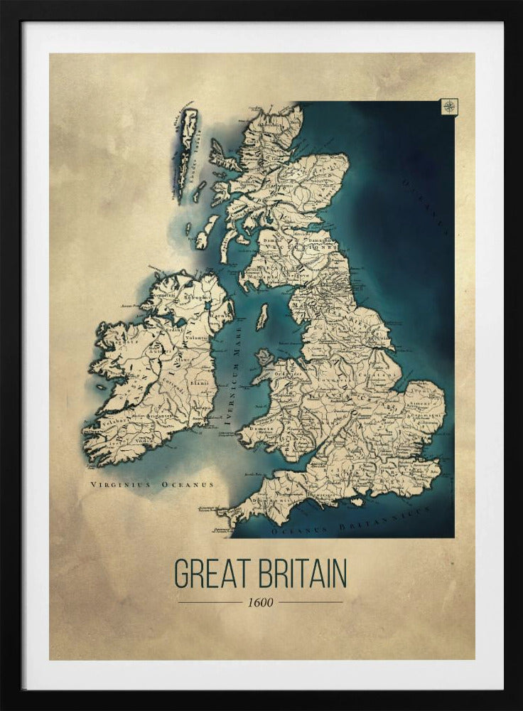 Storbritannien vintagekarta - Poster / Art Print