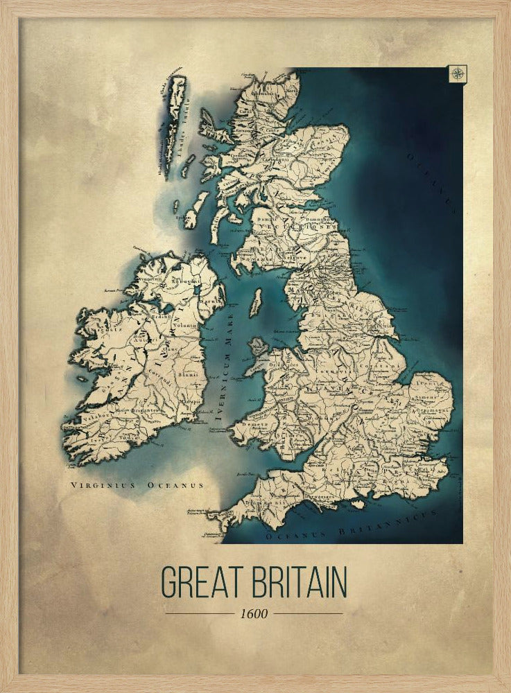Storbritannien vintagekarta - Poster / Art Print