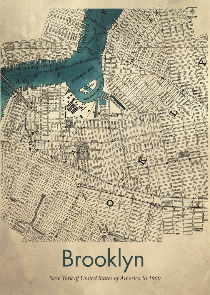 Brooklyn karta - Poster / Art Print