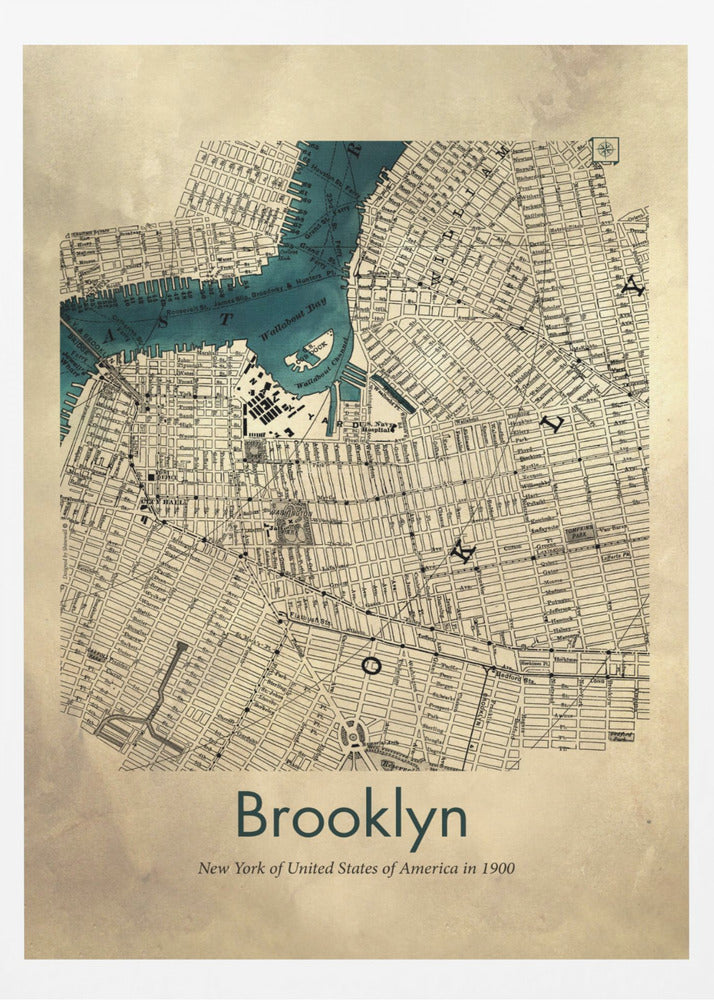Brooklyn karta - Poster / Art Print