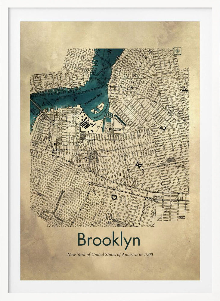 Brooklyn karta - Poster / Art Print
