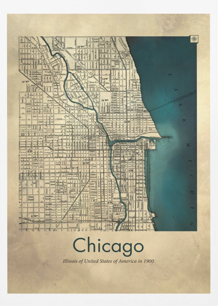 Chicago karta - Poster / Art Print