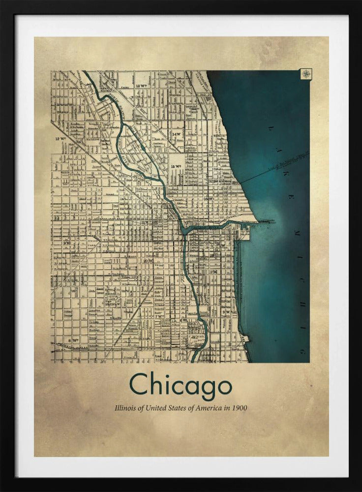 Chicago karta - Poster / Art Print