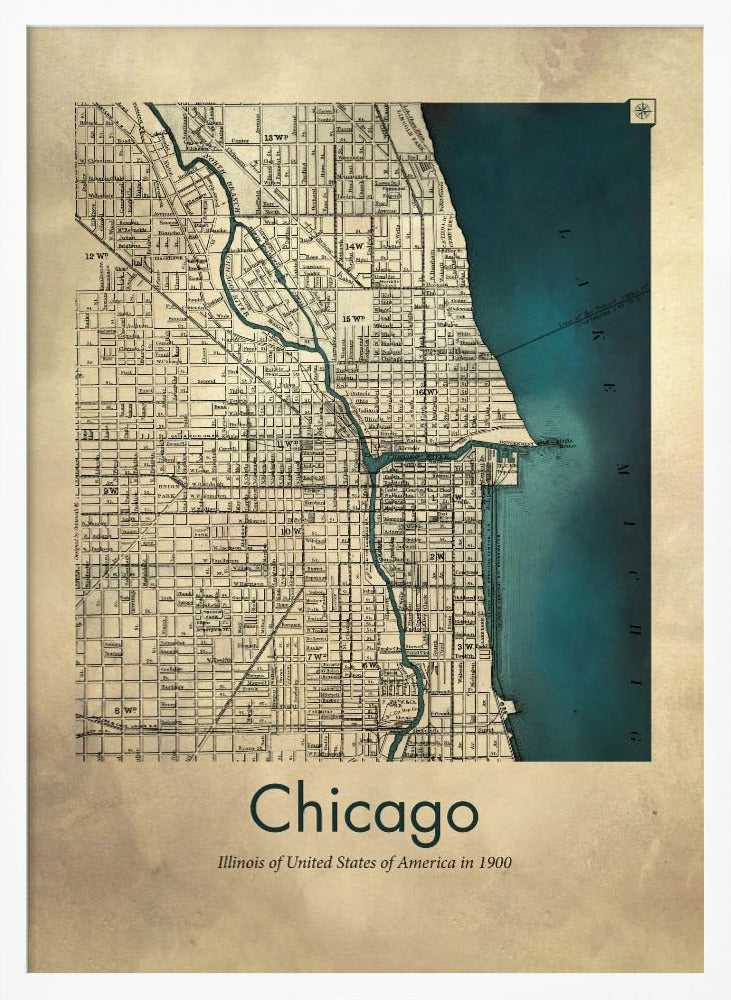 Chicago karta - Poster / Art Print