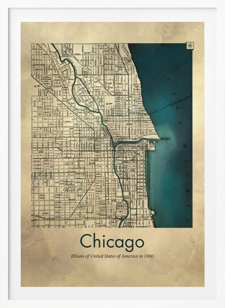 Chicago karta - Poster / Art Print
